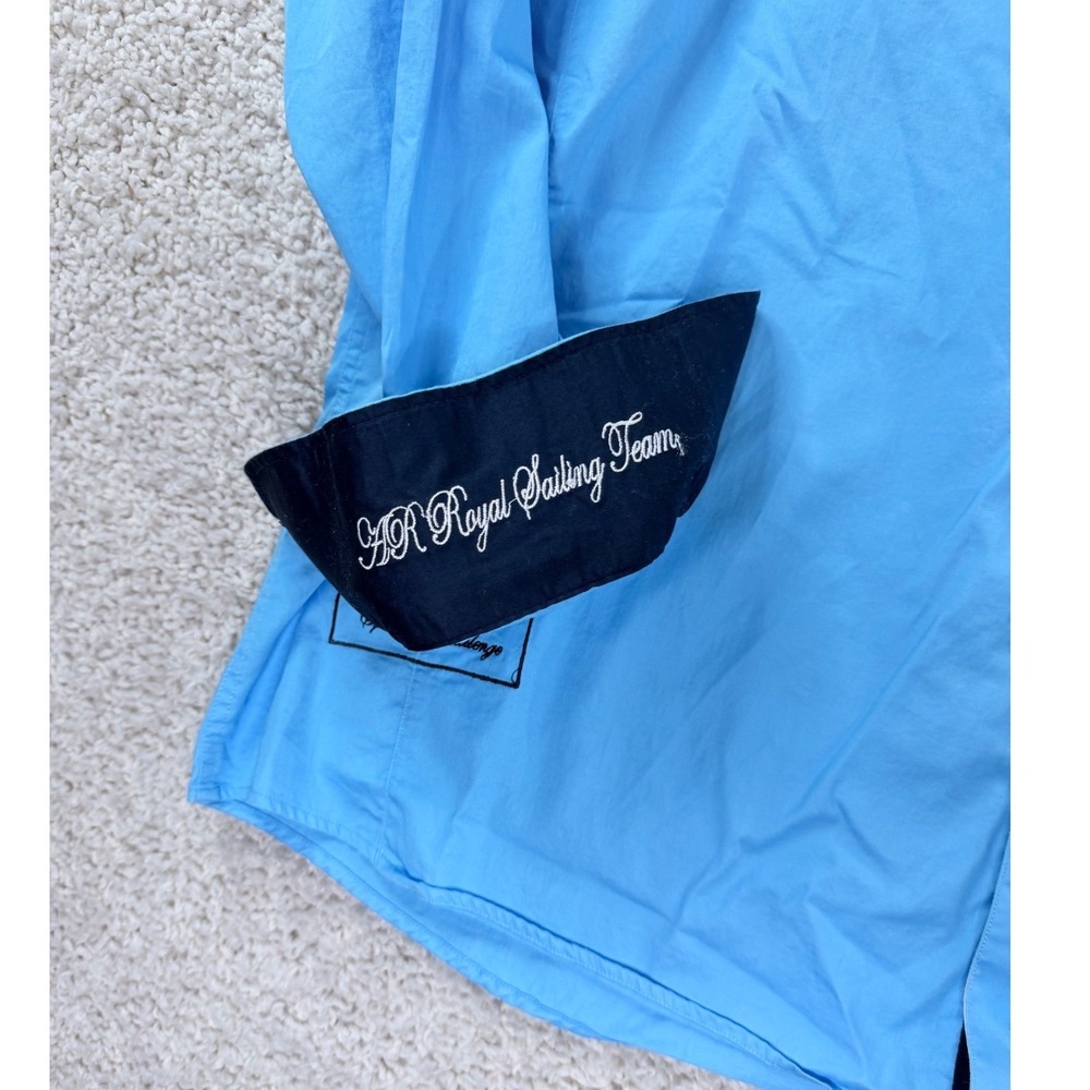 Absolute Rebellion Button Down Men 4XL Blue Royal Sailing Embroidered Shirt - Picture 8 of 10